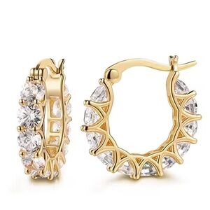 ✨ Gold-Tone Sparkly Hoop Earrings • Dainty + Elegant ✨